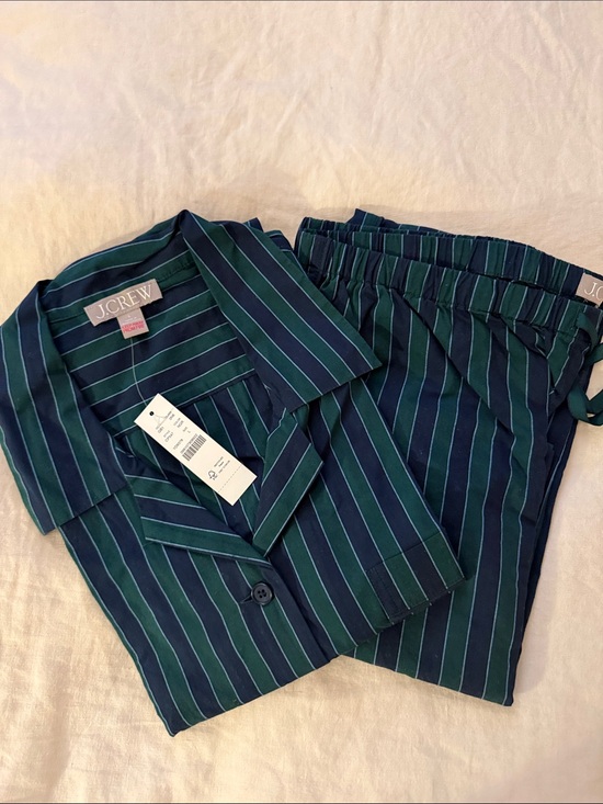 J. Crew Other - J. Crew NWT WOMEN’s Cotton Navy and Green Striped Pajama Set size L